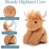 The Petting Zoo Highland Cow Plushie Stuffed Animal, Gifts for Kids, Wild Onez Wildlife Animals, Blonde Cow Plush Toy, 9 inches