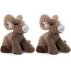 The Petting Zoo Big Horn Sheep Stuffed Animal Plushie, Gifts for Kids, Wild Onez Wildlife Animals, Sheep Plush Toy 9 inches(Small (Pack of 2))