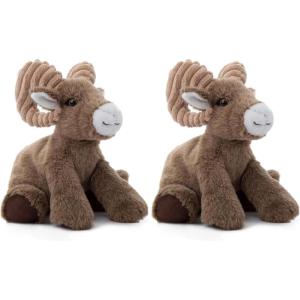 The Petting Zoo Big Horn Sheep Stuffed Animal Plushie, Gifts for Kids, Wild Onez Wildlife Animals, Sheep Plush Toy 9 inches(Small (Pack of 2))