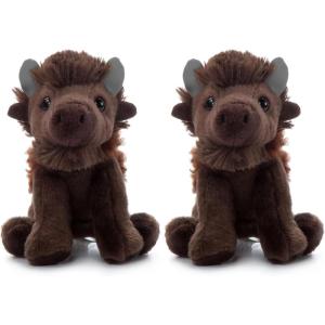 The Petting Zoo Bison Stuffed Animal Plushie, Gifts for Kids, Wild Onez Babiez Zoo Animals, Bison Plush Toy 6 inches(6 in (Pack of 2))