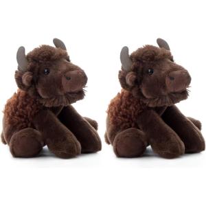 The Petting Zoo Floppy Bison Stuffed Animal Plushie, Gifts for Kids, Wild Onez Wildlife Animals, Bison Plush Toy 9 inches(8 inch (Pack of 2))