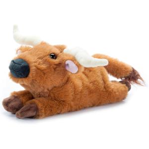 The Petting Zoo Longhorn Stuffed Animal Plushie Slap Bracelet, Gifts for Kids, Slapstix Wildlife Animals, Brown Longhorn Plush Toy, 9 inches