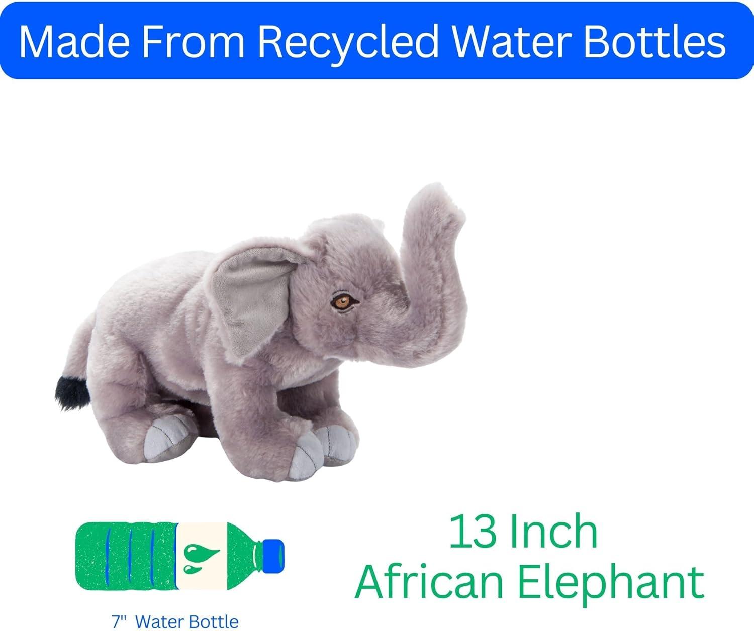 image:imageThe Petting Zoo African Elephant Stuffed Animal Plushie Gifts for Kids Earth Keeperz Wildlife Animals Zoologee Grey African Elephant Plush Toy 13 inches