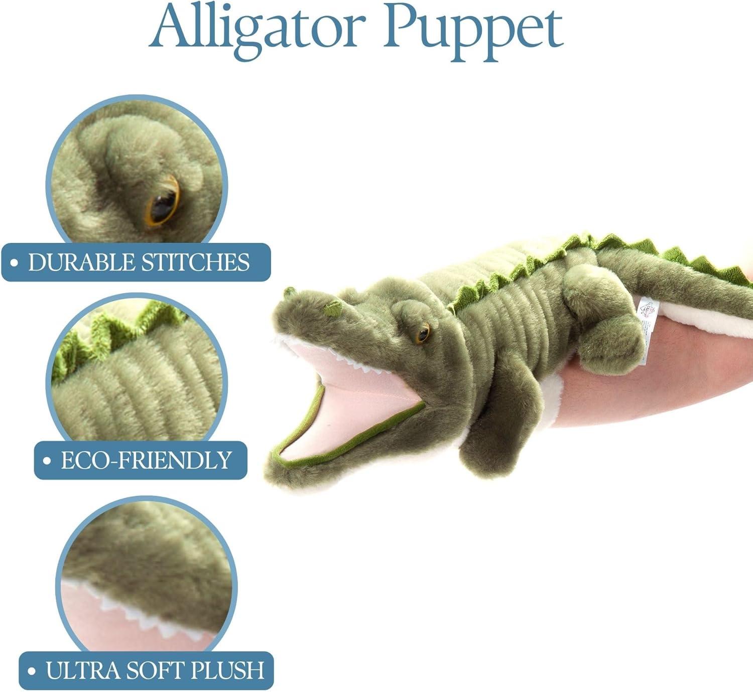 image:imageThe Petting Zoo Alligator Hand Puppet Stuffed Animal Plushie Gifts for Kids Puppetz Animals Alligator Interactive Puppets Plush Toy 20 Inches