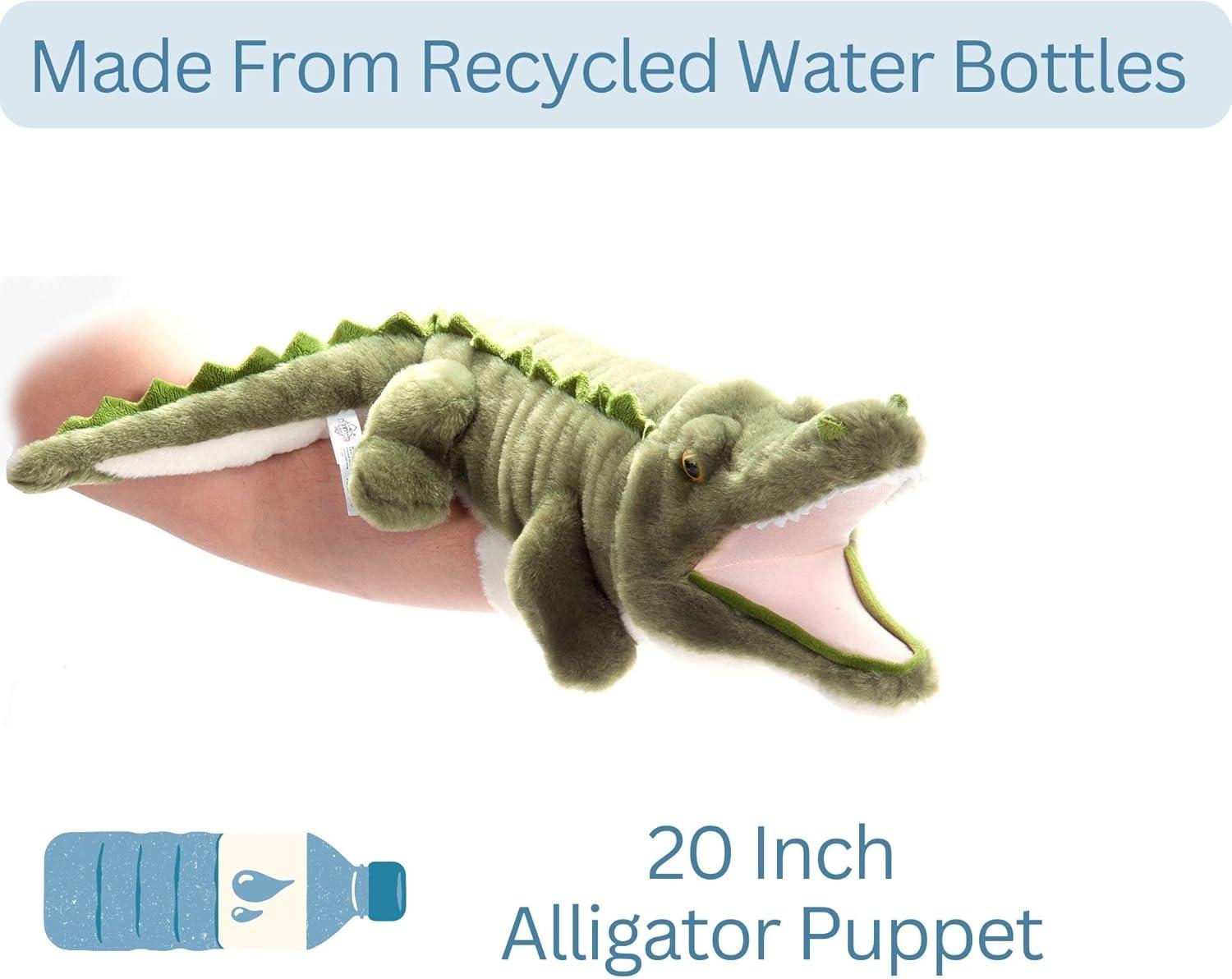image:imageThe Petting Zoo Alligator Hand Puppet Stuffed Animal Plushie Gifts for Kids Puppetz Animals Alligator Interactive Puppets Plush Toy 20 Inches