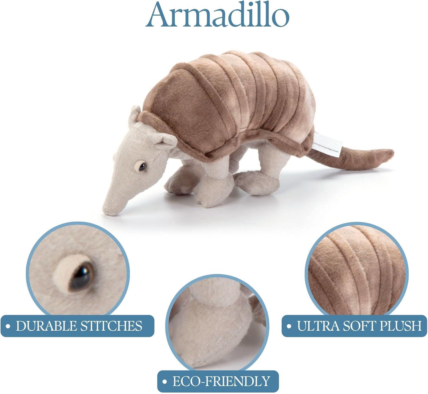 image:imageThe Petting Zoo Armadillo Stuffed Animal Plushie Gifts for Kids Wild Onez Wildlife Animals Armadillo Plush Toy 9 inches