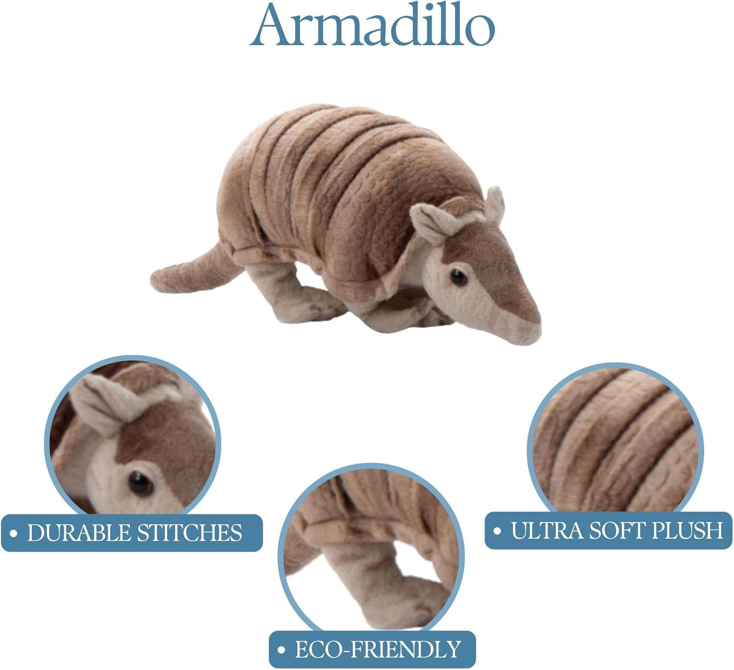 image:imageThe Petting Zoo Armadillo Stuffed Animal Plushie Gifts for Kids Wild Onez Zoo Animals Zoologee Armadillo Plush Toy 14 inches