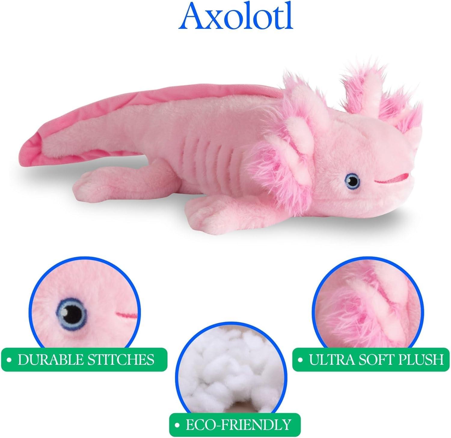 image:imageThe Petting Zoo Axolotl Stuffed Animal Plushie Gifts for Kids Earth Keeperz Sealife Animals Zoologee Pink Axolotl Plush Toy 20 inches