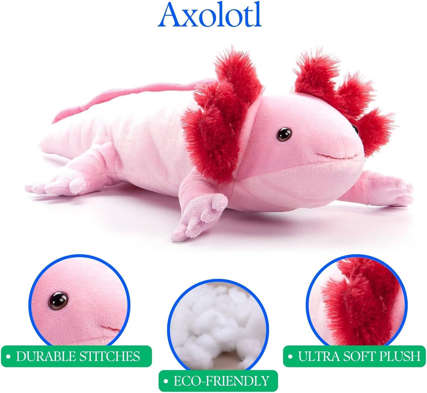 image:imageThe Petting Zoo Axolotl Stuffed Animal Plushie Gifts for Kids Wild Onez Sealife Animals Salamander Plush Toy 34 inches