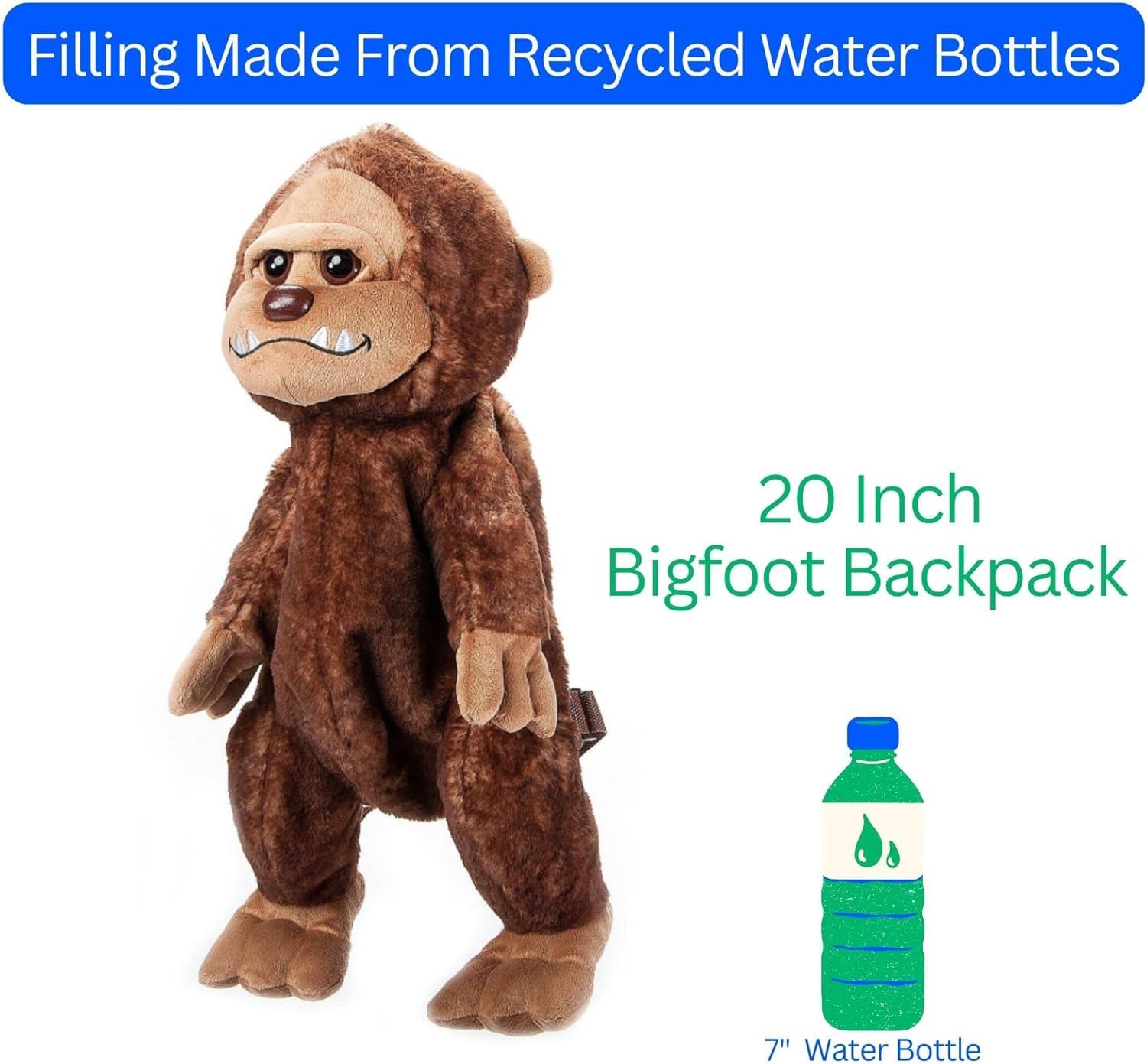 image:imageThe Petting Zoo Bigfoot Boy Stuffed Animal Plushie Backpack Gifts for Kids Wildlife Animal Toy Brown Bigfoot Plush Toy Book Bag 20 inches
