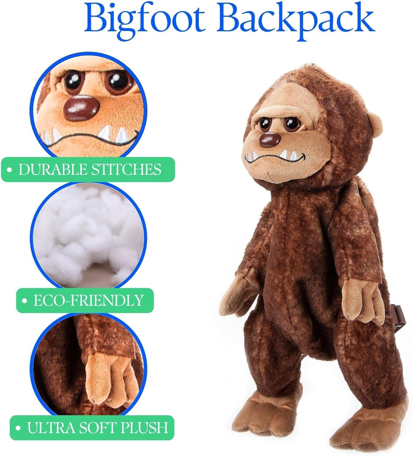 image:imageThe Petting Zoo Bigfoot Boy Stuffed Animal Plushie Backpack Gifts for Kids Wildlife Animal Toy Brown Bigfoot Plush Toy Book Bag 20 inches