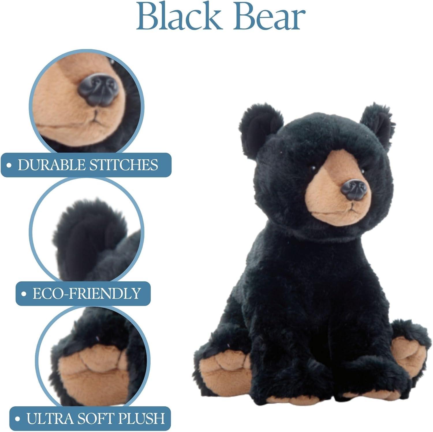 image:imageThe Petting Zoo Black Bear Stuffed Animal Gifts for Kids Wild Onez Zoo Animals Black Bear Plush Toy 12 inches