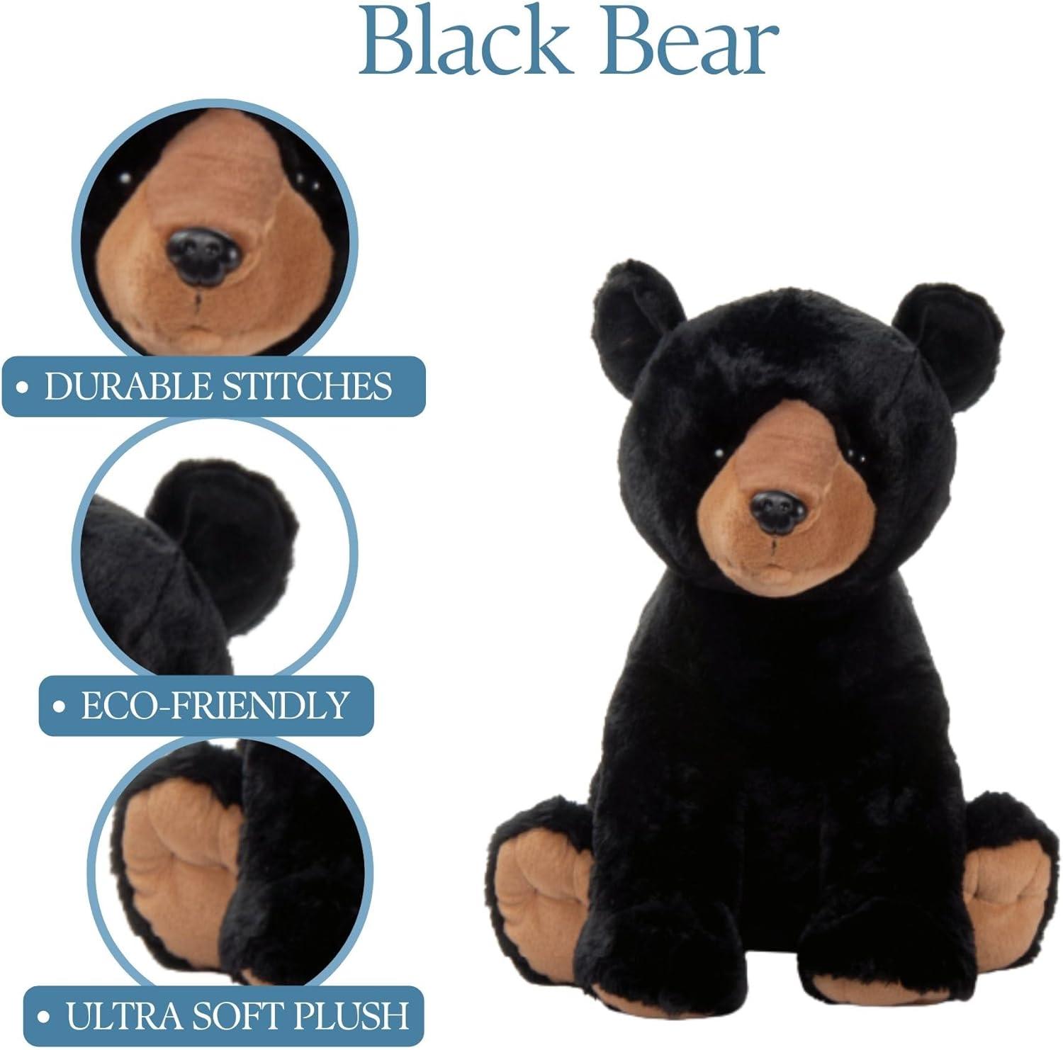 image:imageThe Petting Zoo Black Bear Stuffed Animal Gifts for Kids Wild Onez Zoo Animals Jumbo Black Bear Plush Toy 20 inches
