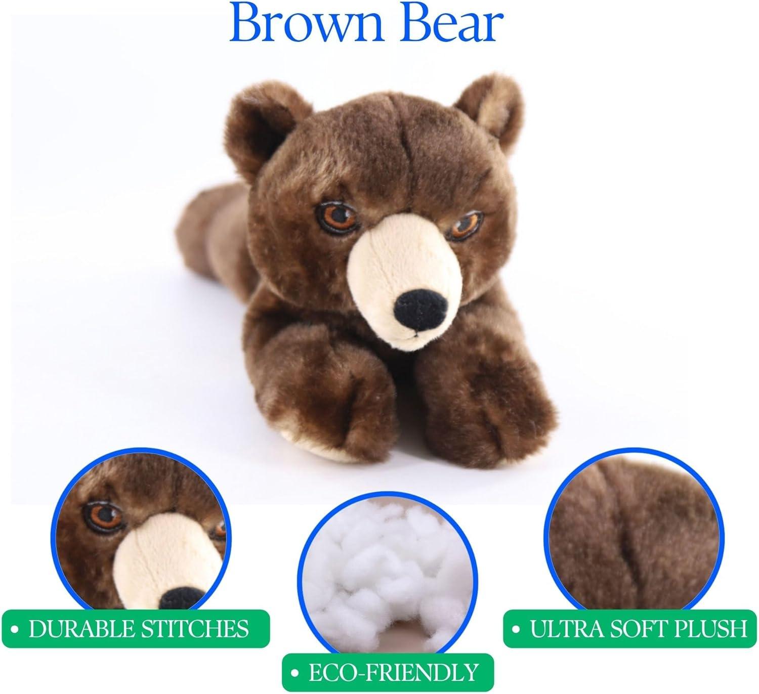 image:imageThe Petting Zoo Brown Bear Stuffed Animal Plushie Gifts for Kids Earth Keeperz Wildlife Animals Zoologee Brown Bear Plush Toy 10 inches