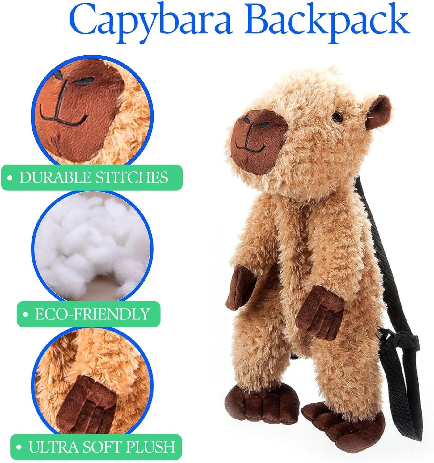 image:imageThe Petting Zoo Capybara Stuffed Animal Plushie Backpack Gifts for Kids Wildlife Animal Toy Brown Capybara Plush Toy Book Bag 20 inches