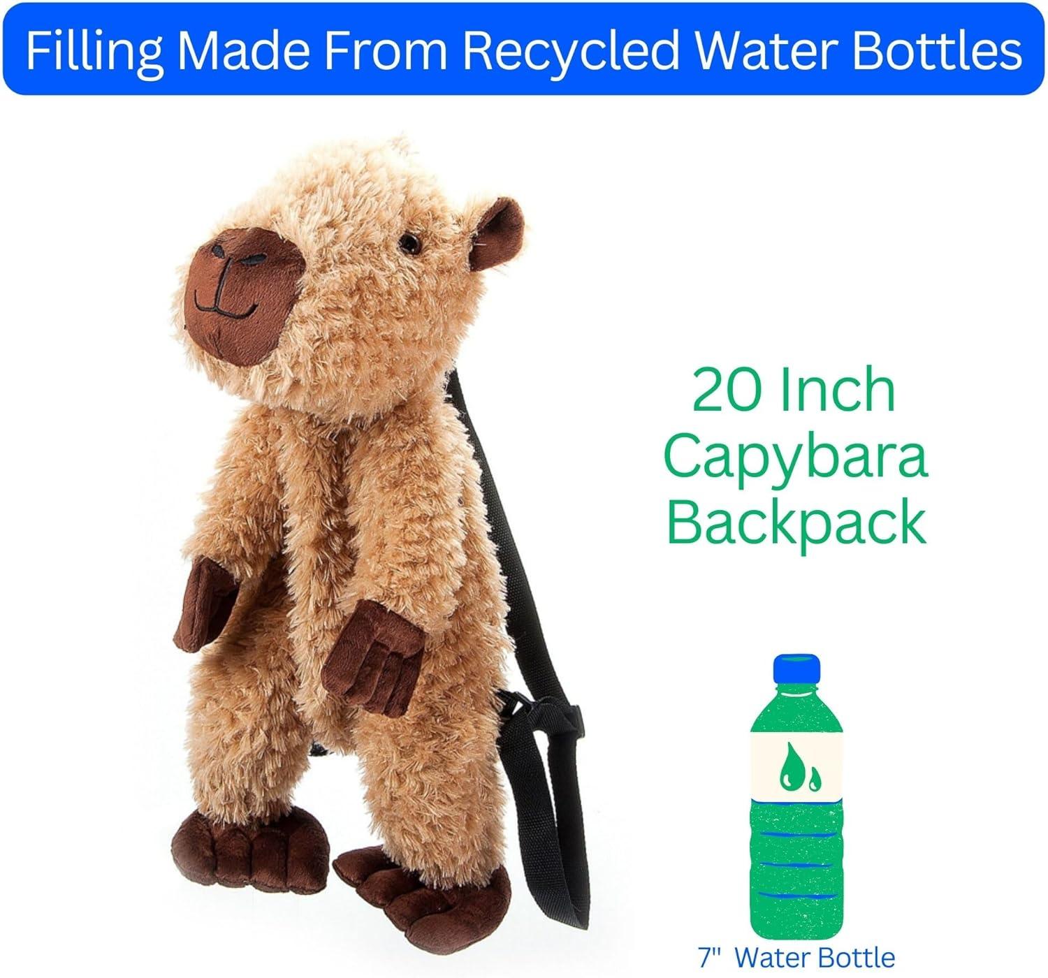 image:imageThe Petting Zoo Capybara Stuffed Animal Plushie Backpack Gifts for Kids Wildlife Animal Toy Brown Capybara Plush Toy Book Bag 20 inches