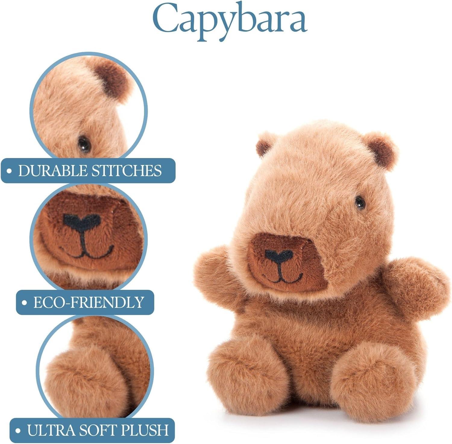 image:imageThe Petting Zoo Capybara Stuffed Animal Plushie Gifts for Kids Nuggetz Wildlife Animals Brown Capybara Plush Toy 6 inches