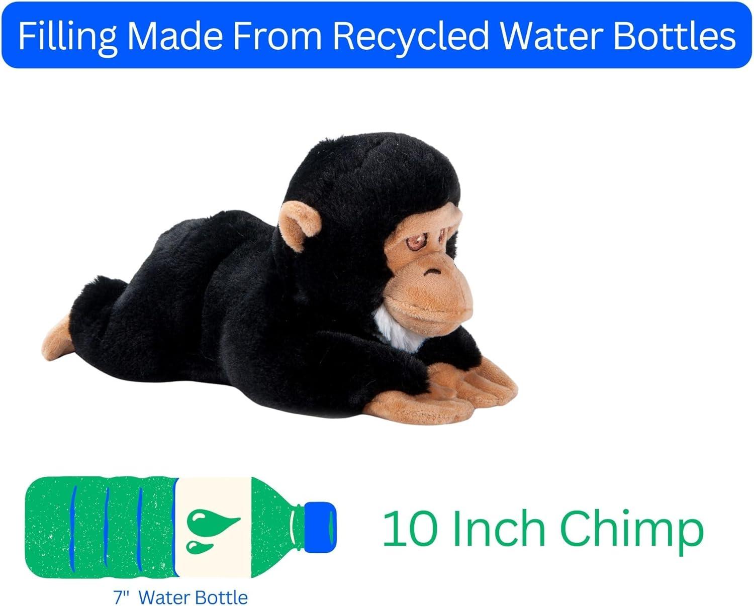 image:imageThe Petting Zoo Chimp Stuffed Animal Plushie Gifts for Kids Earth Keeperz Wildlife Animals Zoologee Black Chimp Plush Toy 10 inches