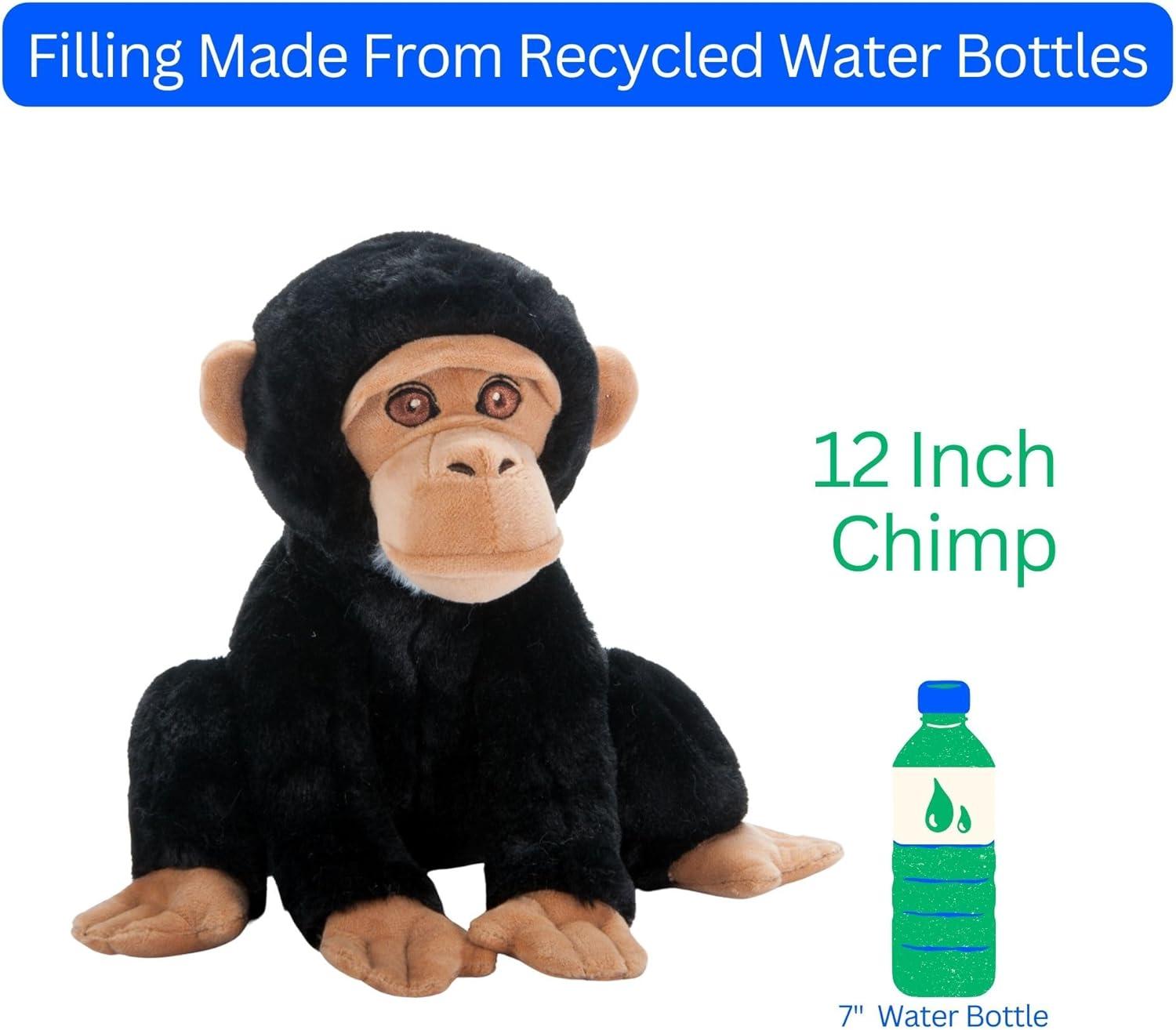 image:imageThe Petting Zoo Chimp Stuffed Animal Plushie Gifts for Kids Earth Keeperz Wildlife Animals Zoologee Black Chimp Plush Toy 12 inches