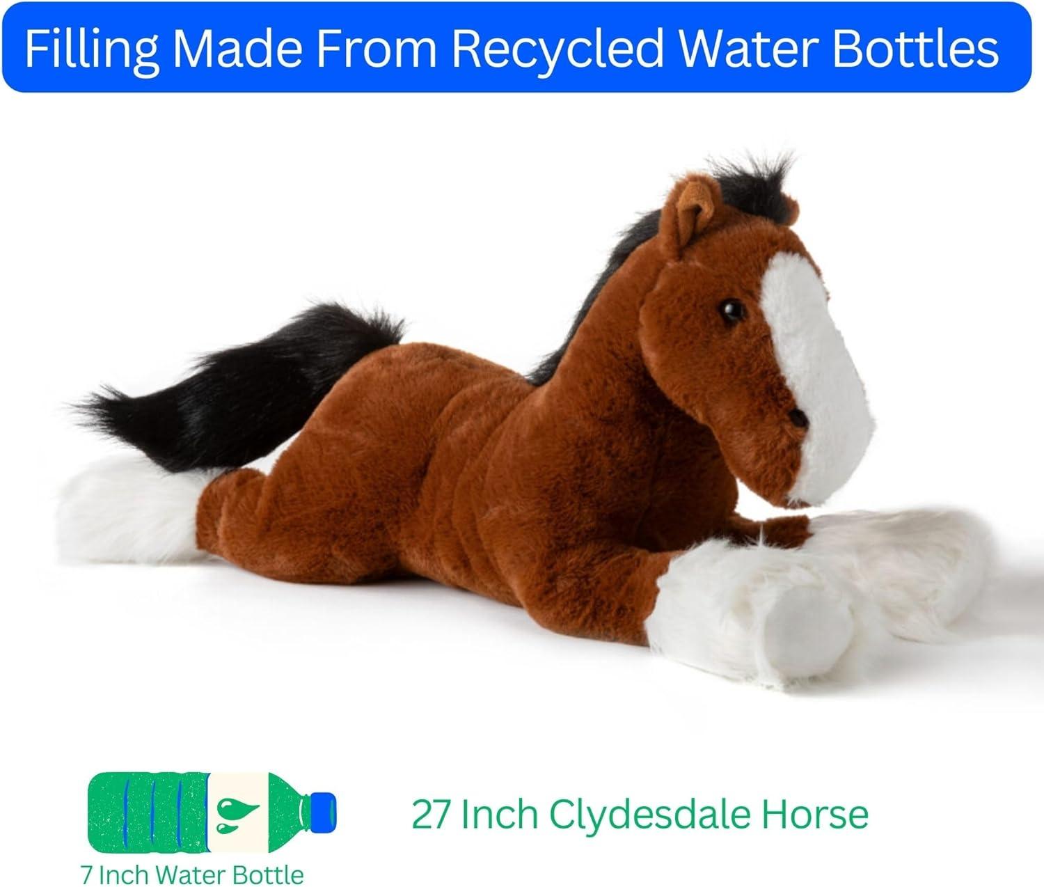 image:imageThe Petting Zoo Clydesdale Horse Stuffed Animal Plushie Gifts for Kids Wild Onez Barnyard Animals Brown Horse Plush Toy Jumbo 27 inches