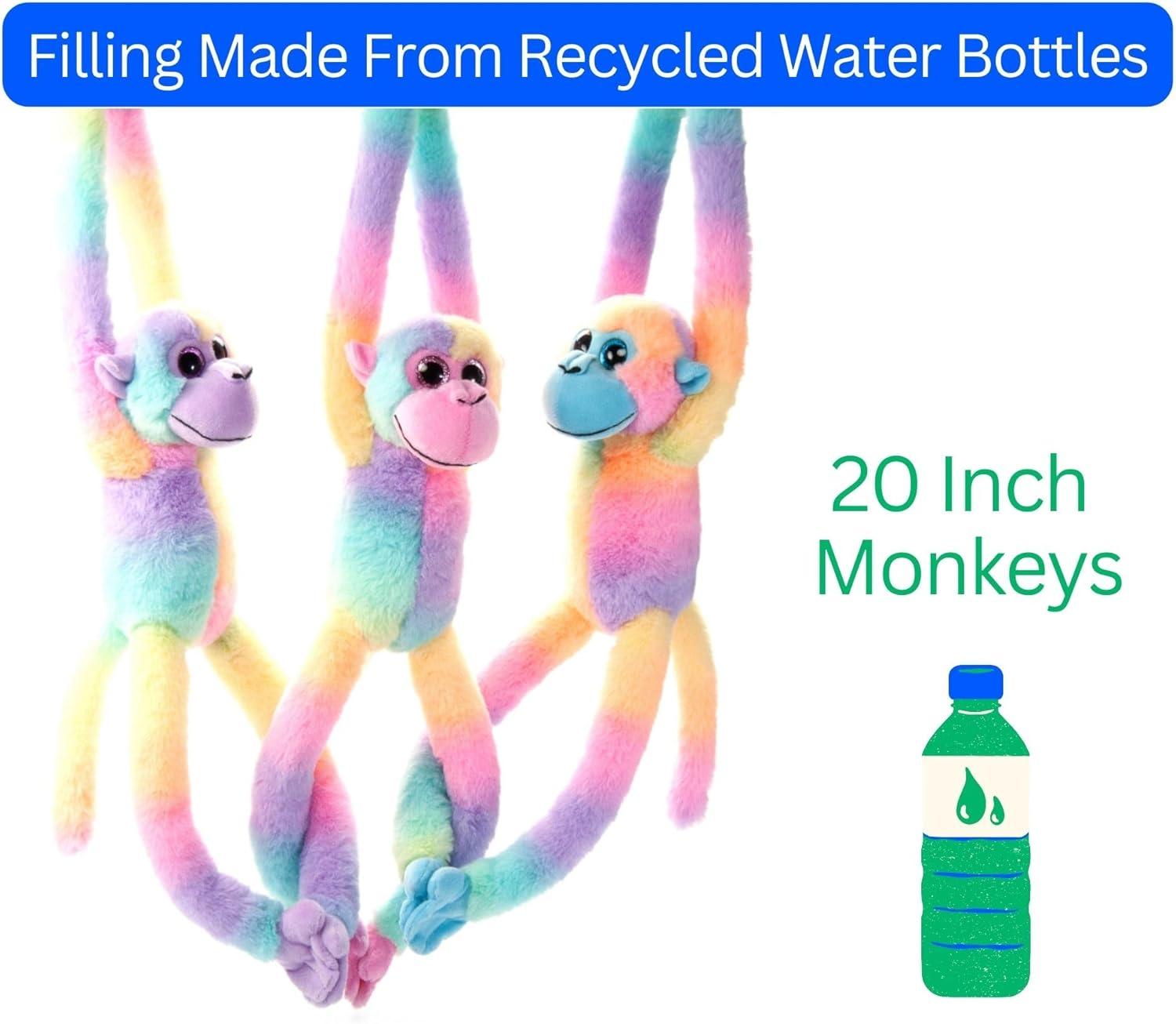 image:imageThe Petting Zoo Colorful Hanging Monkey Stuffed Animal Ombrez Monkey Plush Toy 20 Blue