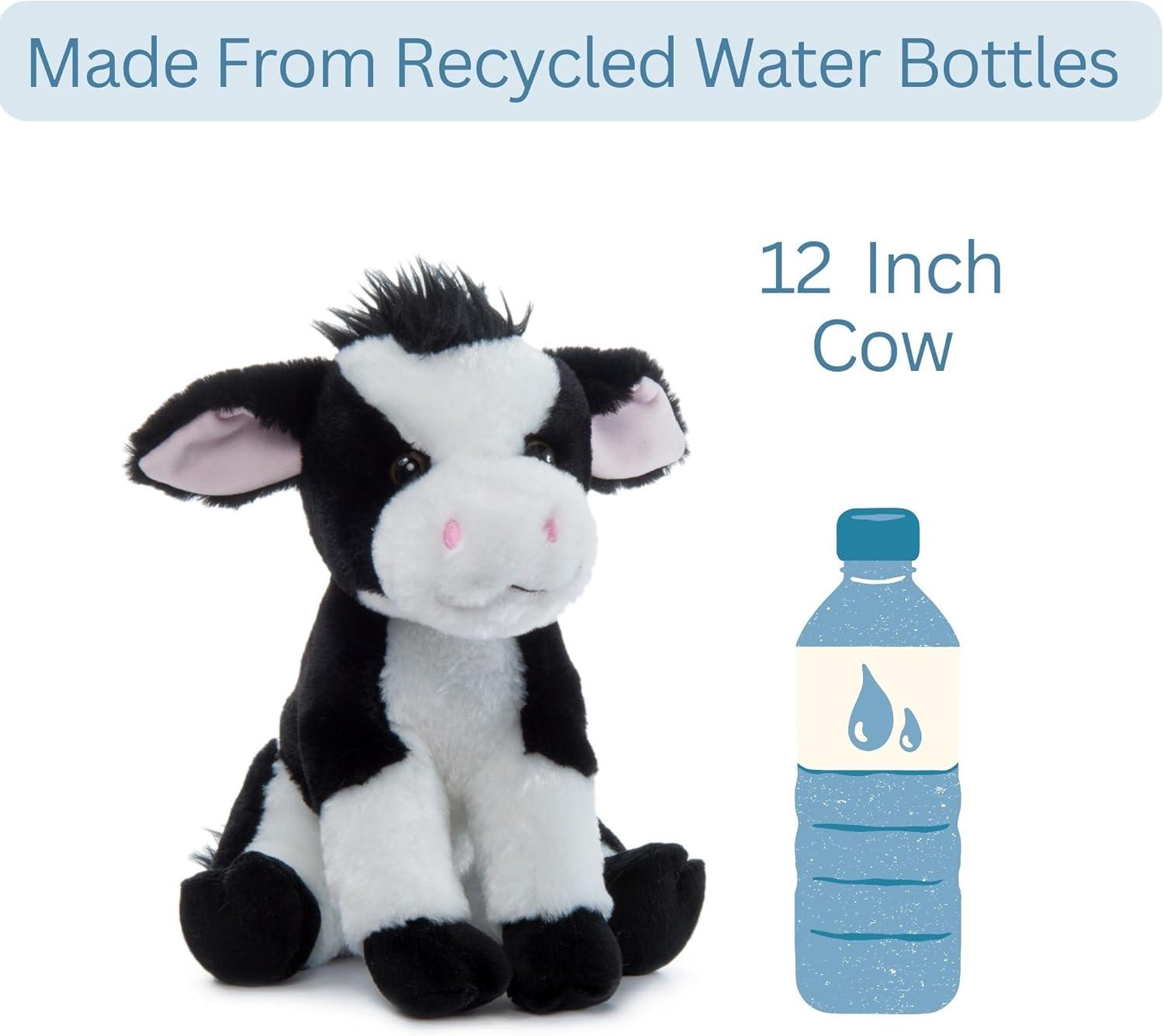 image:imageThe Petting Zoo Cow Stuffed Animal Plushie Gifts for Kids Wild Onez Farm Animals Cow Plush Toy 12 inches