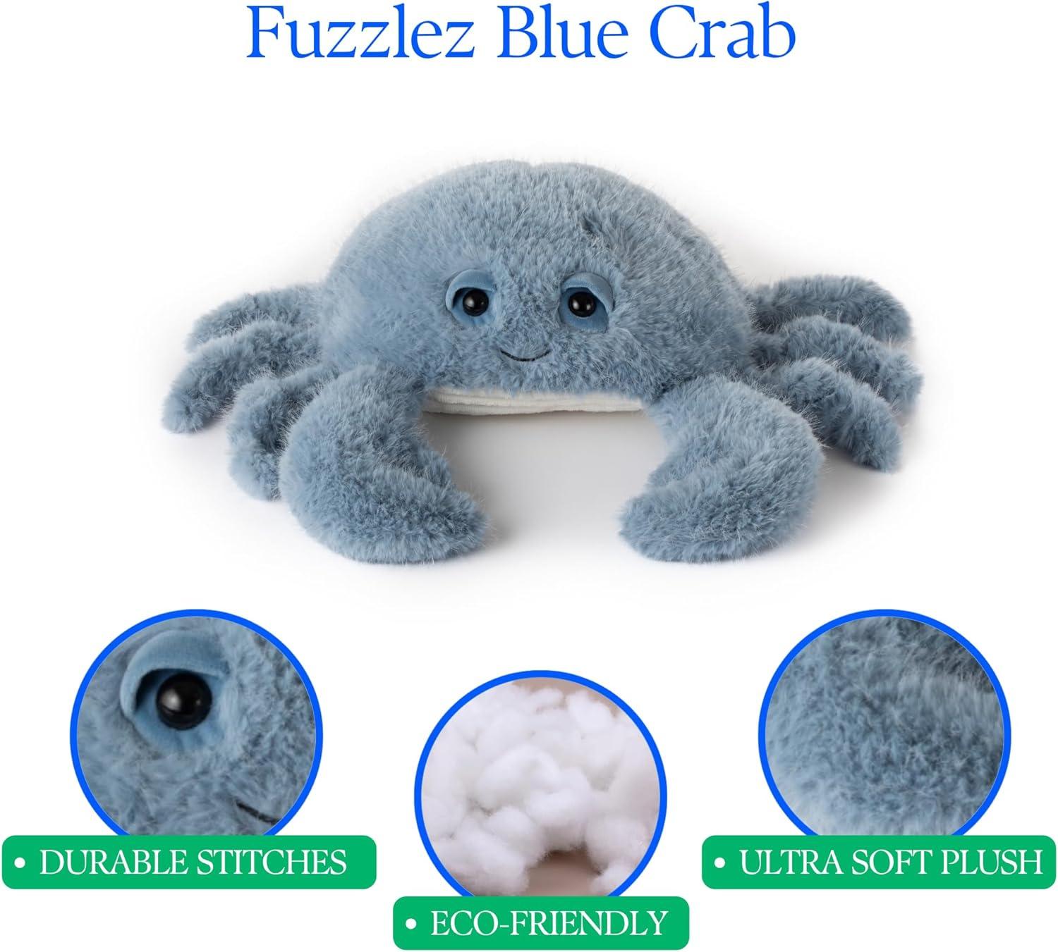 image:imageThe Petting Zoo Crab Stuffed Animal Plushie Gifts for Kids Fuzzlez Sealife Animals Blue Crab Plush Toy 12 Inches