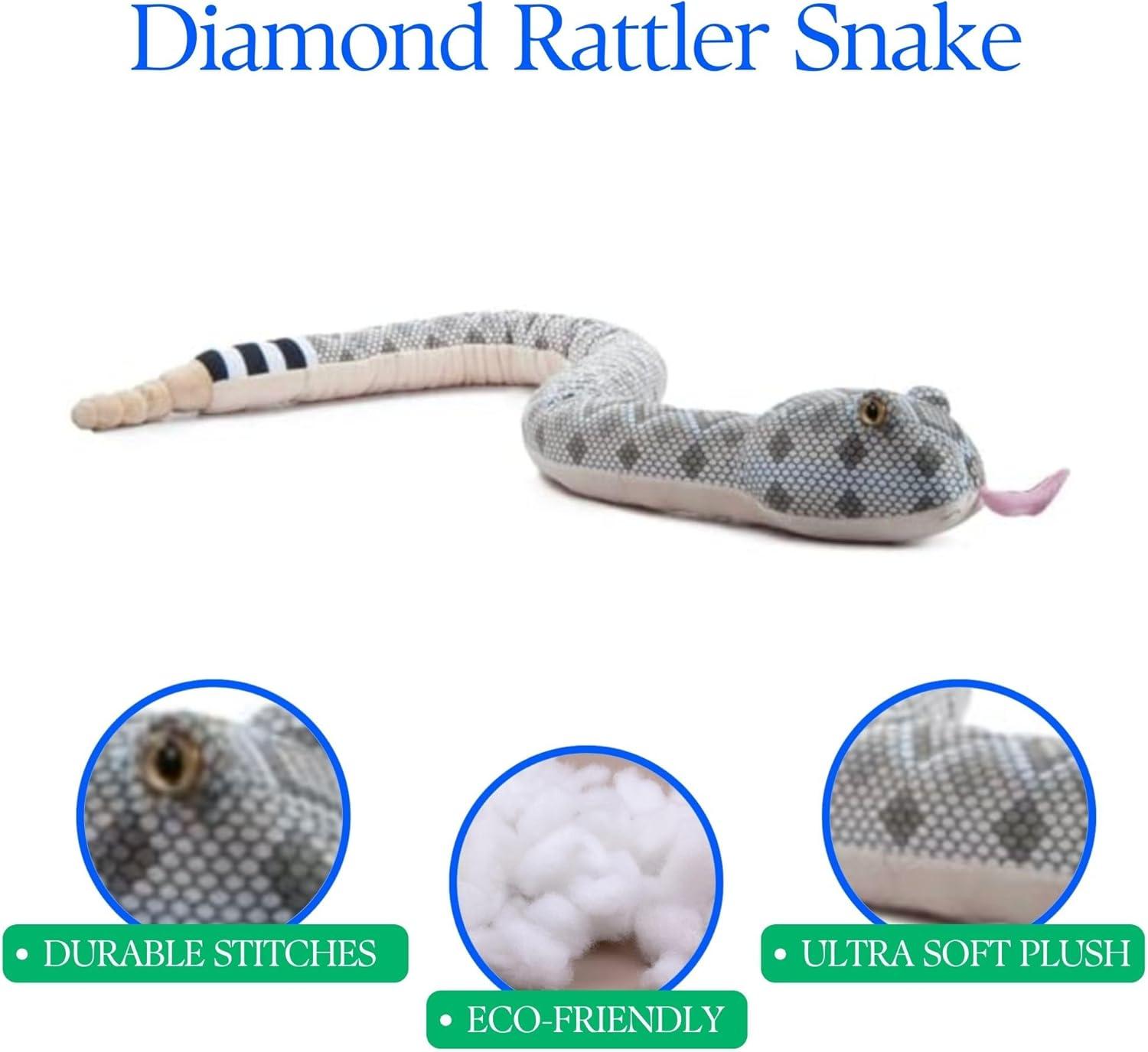 image:imageThe Petting Zoo Diamond Rattler Stuffed Animal Plushie Gifts for Kids Wild Onez Zoo Animals Snake Plush Toy 54 Inches