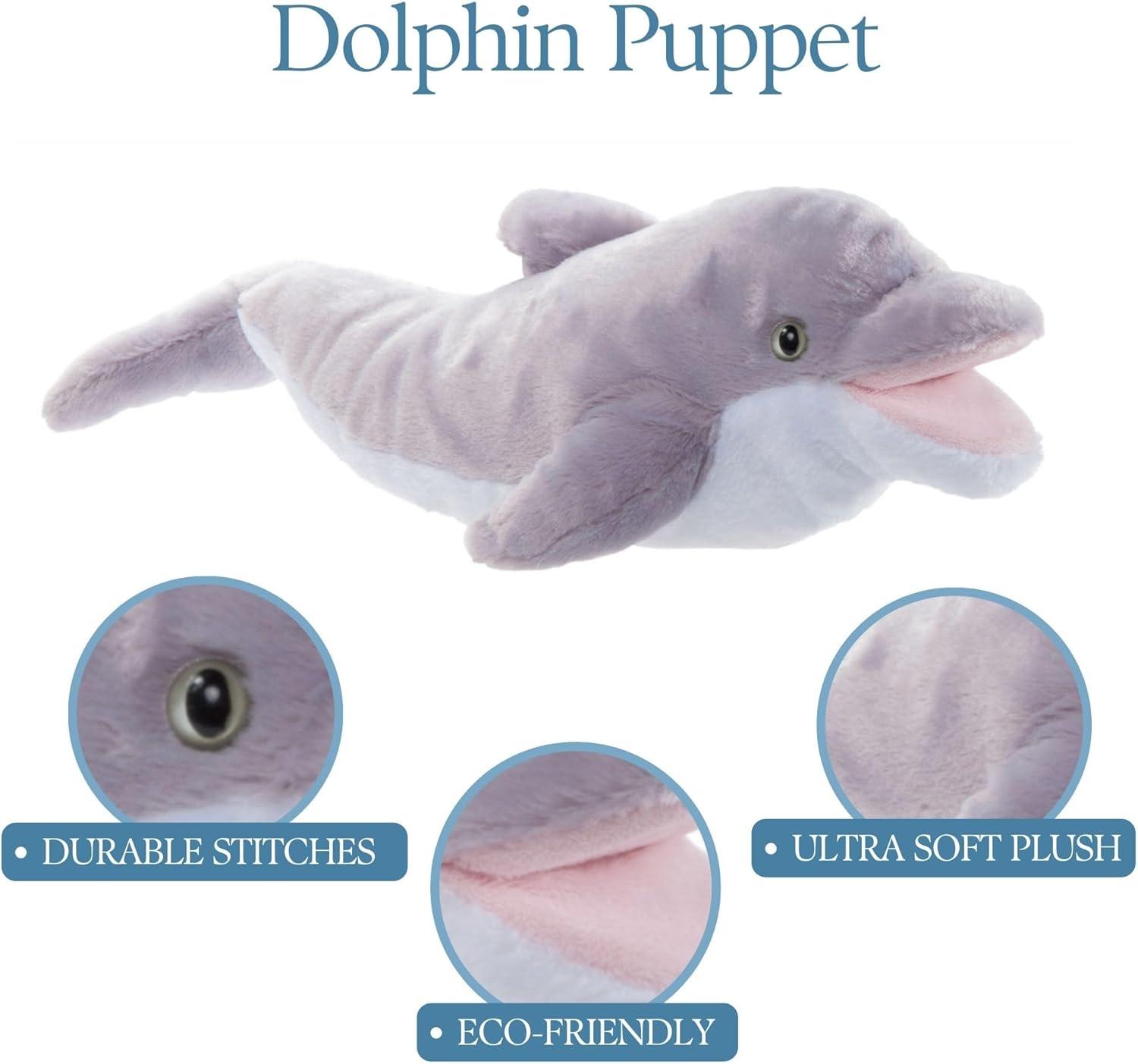 image:imageThe Petting Zoo Dolphin Hand Puppet Stuffed Animal Plushie Gifts for Kids Puppetz Animals Dolphin Interactive Puppets Plush Toy 19 Inches