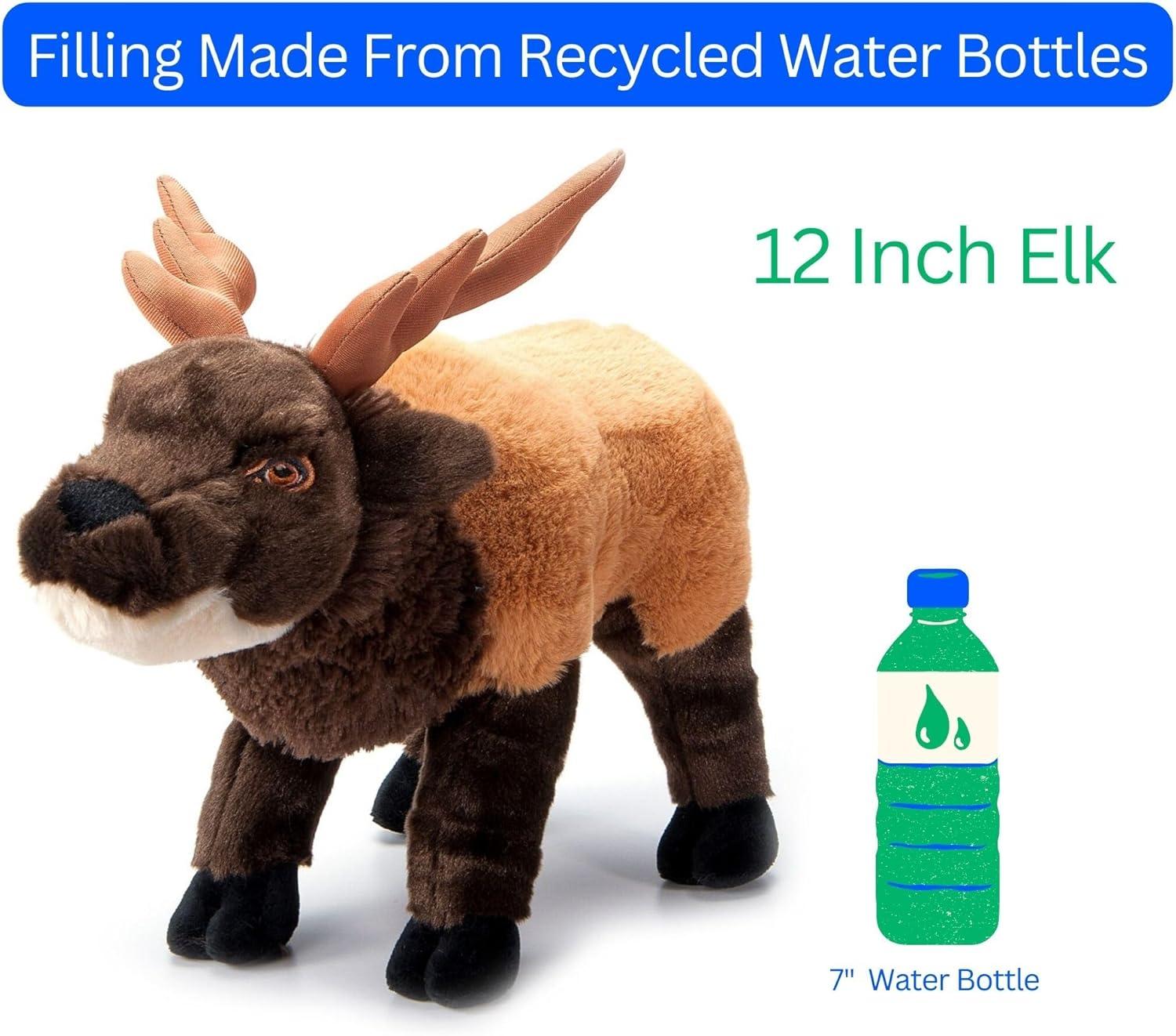 image:imageThe Petting Zoo Elk Stuffed Animal Plushie Gifts for Kids Earth Keeperz Wildlife Animals Zoologee Brown Elk Plush Toy 12 inches
