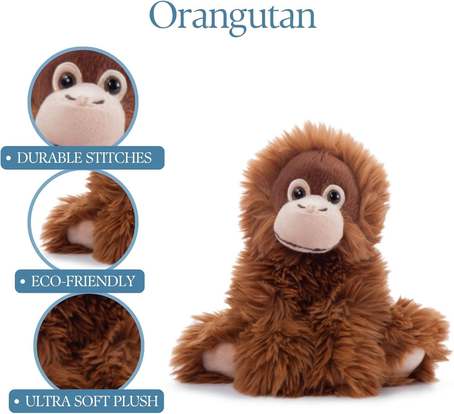 image:imageThe Petting Zoo Female Orangutan Stuffed Animal Plushie Gifts for Kids Wild Onez Wildlife Animals Orangutan Plush Toy 9 inches