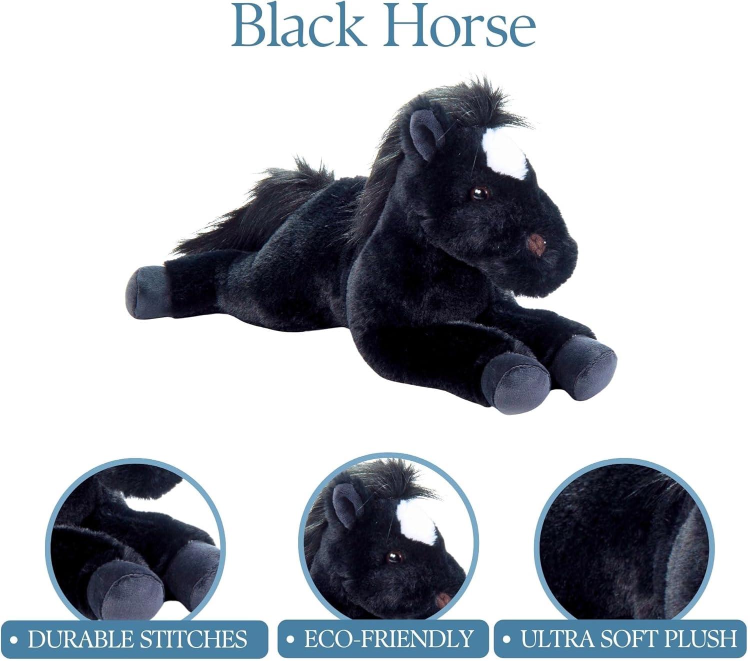 image:imageThe Petting Zoo Floppy Black Horse Stuffed Animal Plushie Gifts for Kids Wild Onez Barnyard Animals Black Horse Plush Toy 16 inches