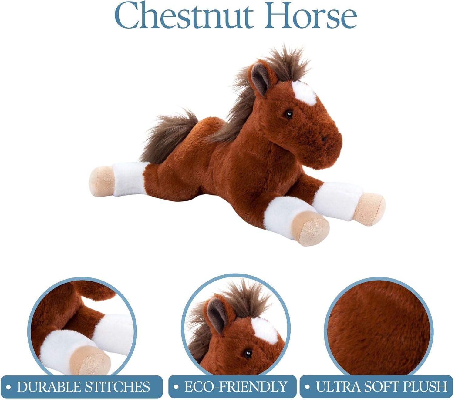 image:imageThe Petting Zoo Floppy Chestnut Horse Stuffed Animal Plushie Gifts for Kids Wild Onez Barnyard Animals Brown Horse Plush Toy 16 inches