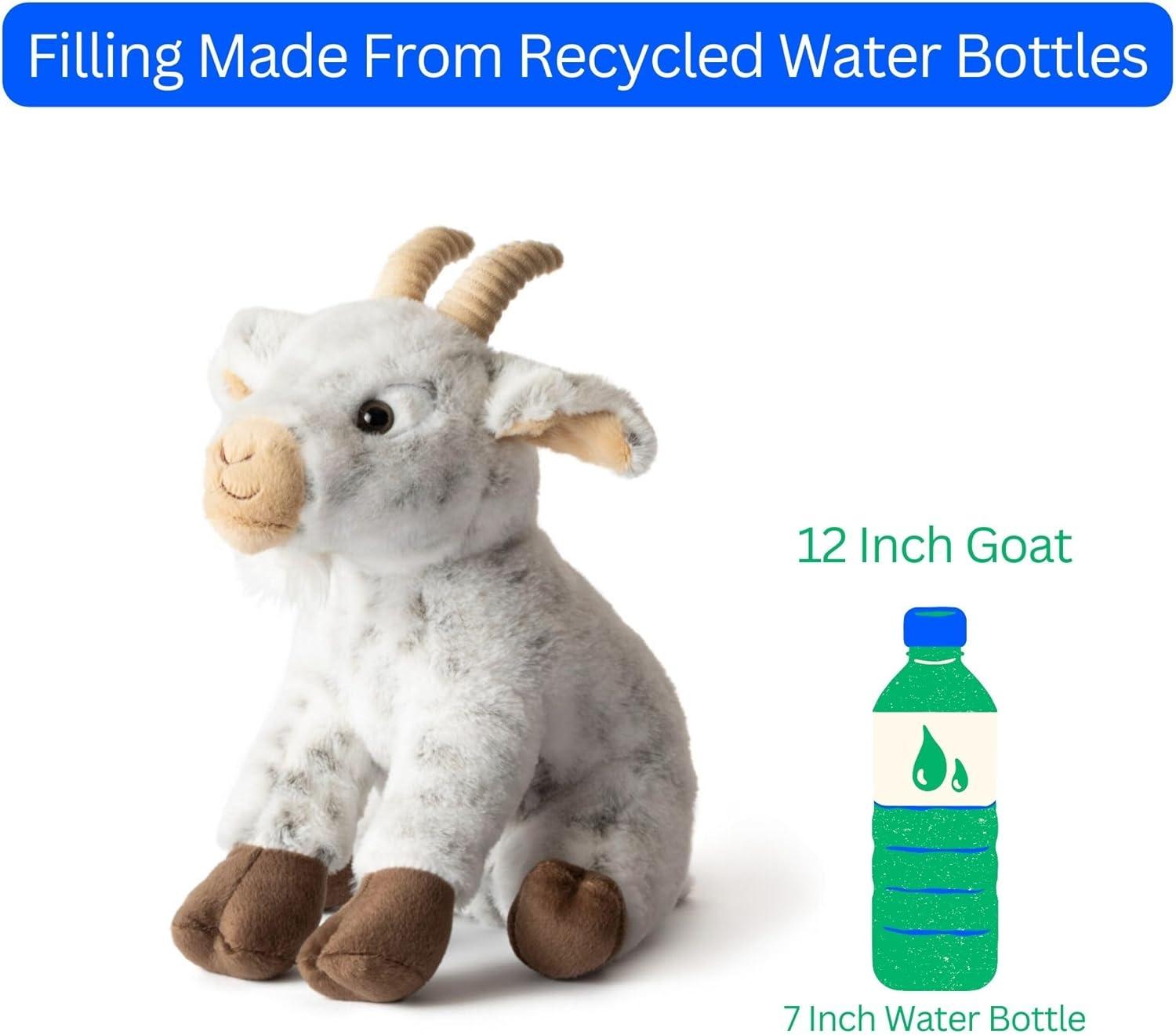image:imageThe Petting Zoo Goat Stuffed Animal Plushie Gifts for Kids Wild Onez Farm Animals Goat Plush Toy 12 inches