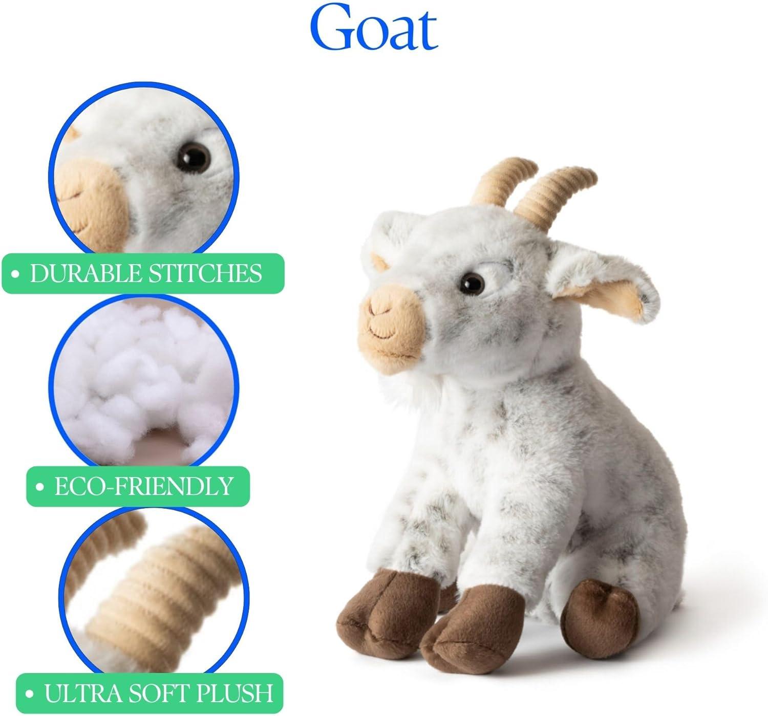 image:imageThe Petting Zoo Goat Stuffed Animal Plushie Gifts for Kids Wild Onez Farm Animals Goat Plush Toy 12 inches