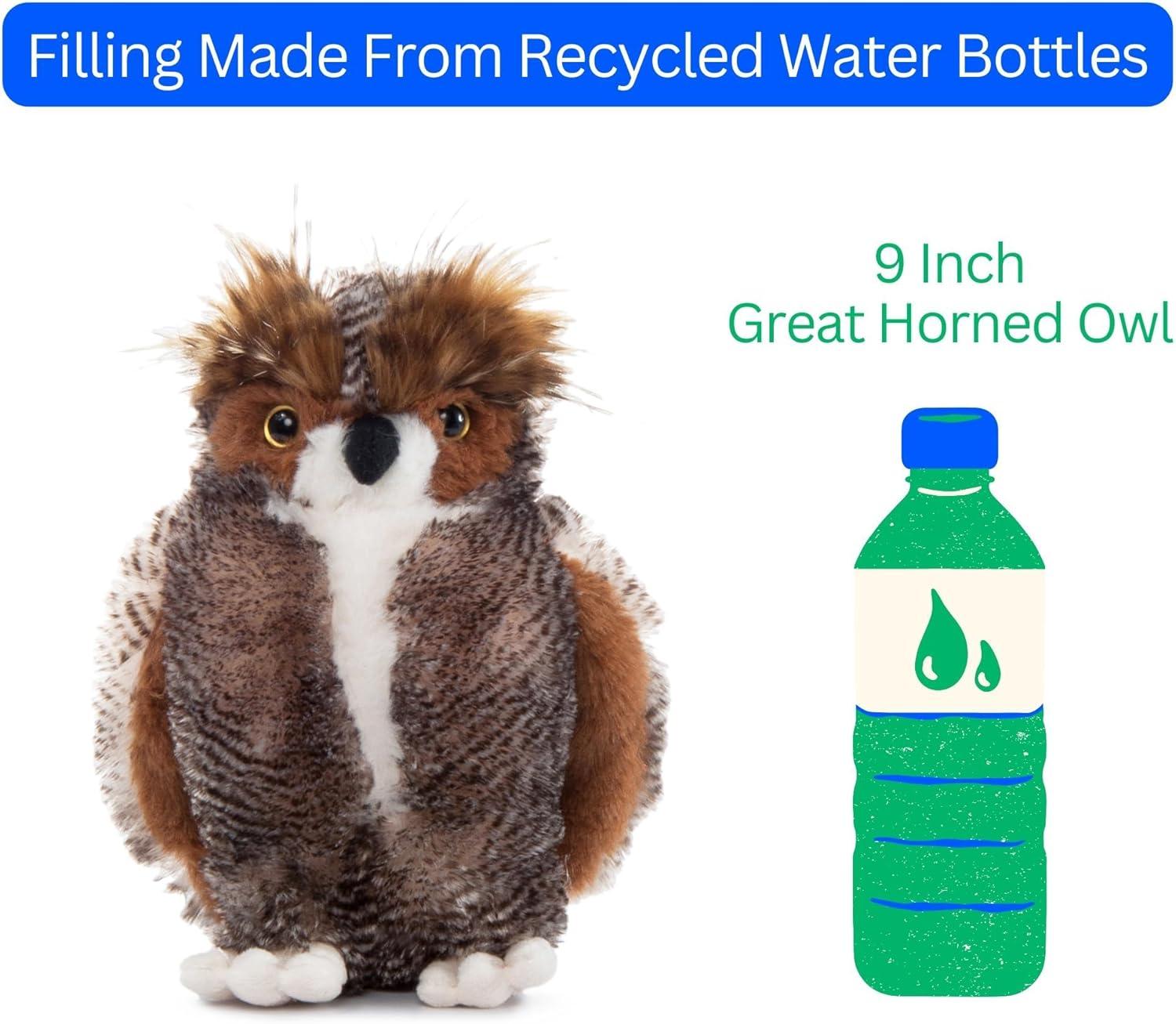image:imageThe Petting Zoo Great Horned Owl Stuffed Animal Plushie Gifts for Kids Wild Onez Wildlife Animals Horned Owl Plush Toy 9 Inches