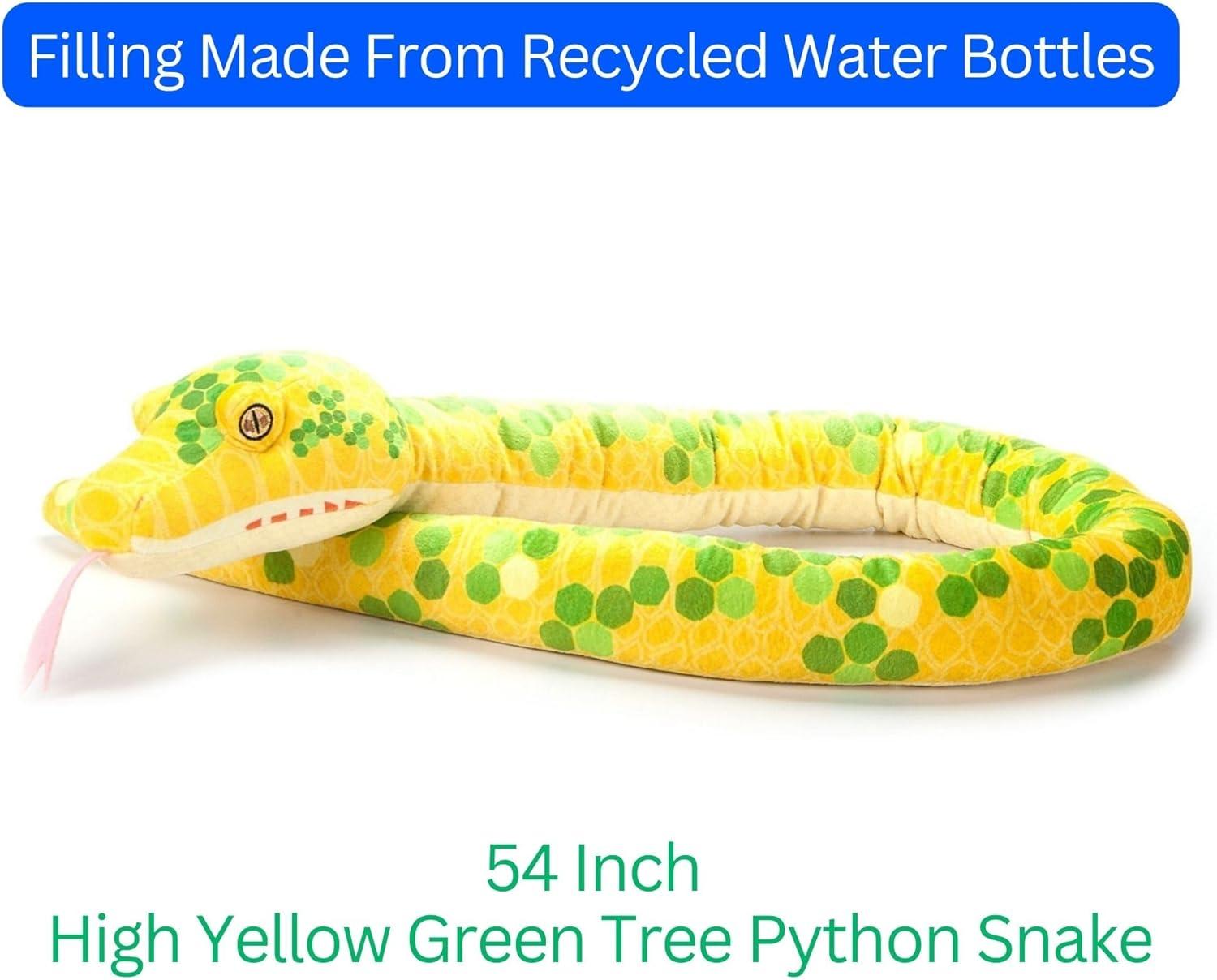 image:imageThe Petting Zoo Green Tree Python Snake Stuffed Animal Plushie Gifts for Kids Earth Keeperz Snake Animals Zoologee High Yellow Green Tree Python Snake Plush Toy 54 inches