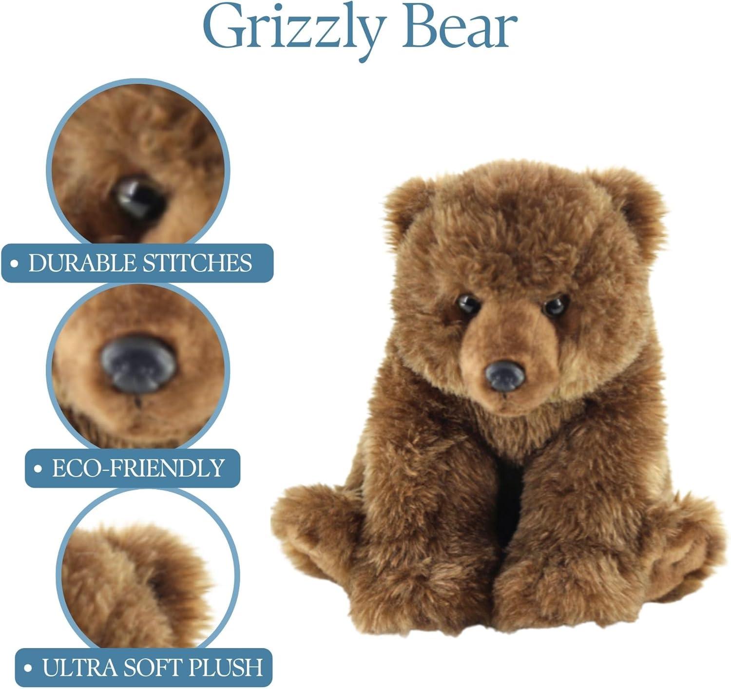 image:imageThe Petting Zoo Grizzly Bear Stuffed Animal Plushie Gifts for Kids Wild Onez Animals Bear Plush Toy 12 inches