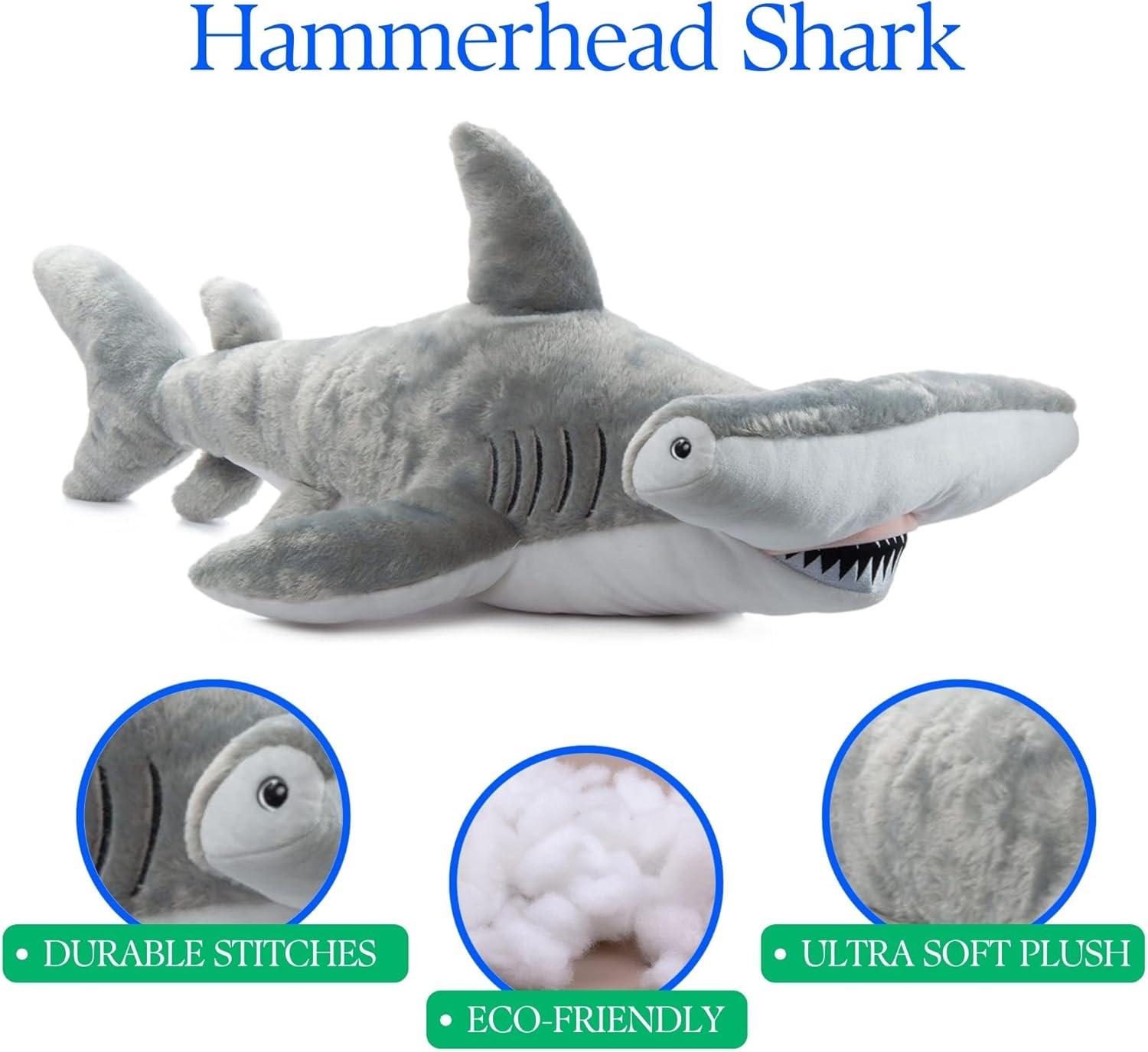 image:imageThe Petting Zoo Hammerhead Shark Animal Plushie Gifts for Kids Wild Onez Ocean Animals Jumbo Shark Plush Toy 32 inches