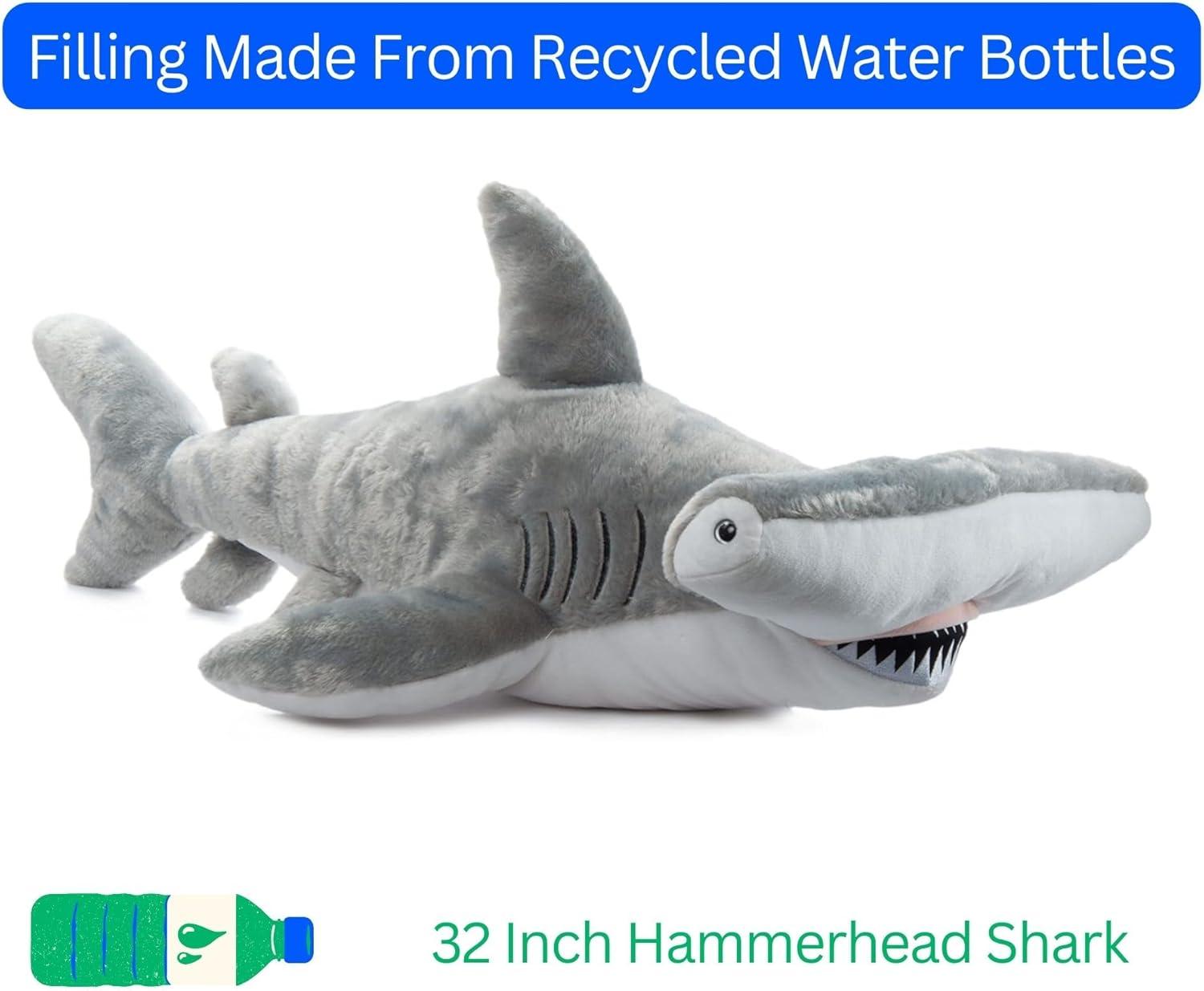 image:imageThe Petting Zoo Hammerhead Shark Animal Plushie Gifts for Kids Wild Onez Ocean Animals Jumbo Shark Plush Toy 32 inches