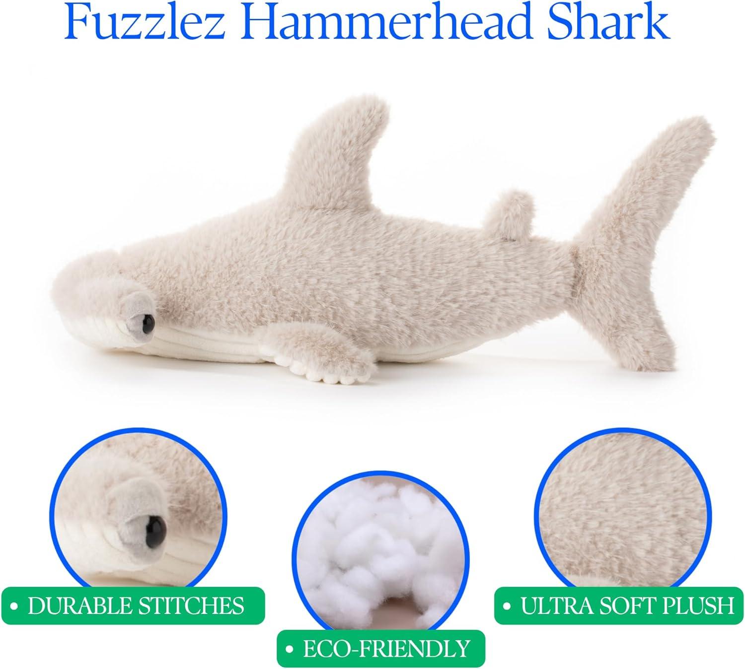 image:imageThe Petting Zoo Hammerhead Shark Stuffed Animal Plushie Gifts for Kids Fuzzlez Sealife Animals Gray Shark Plush Toy 17 Inches