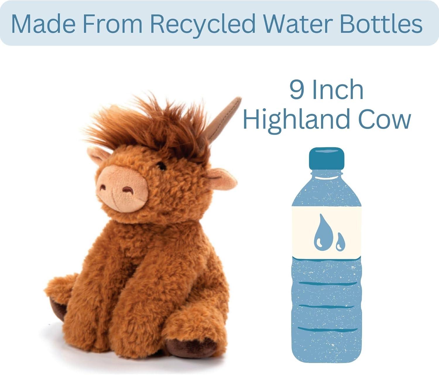 image:imageThe Petting Zoo Highland Cow Plushie Stuffed Animal Gifts for Kids Wild Onez Wildlife Animals Cow Plush Toy 9 inches