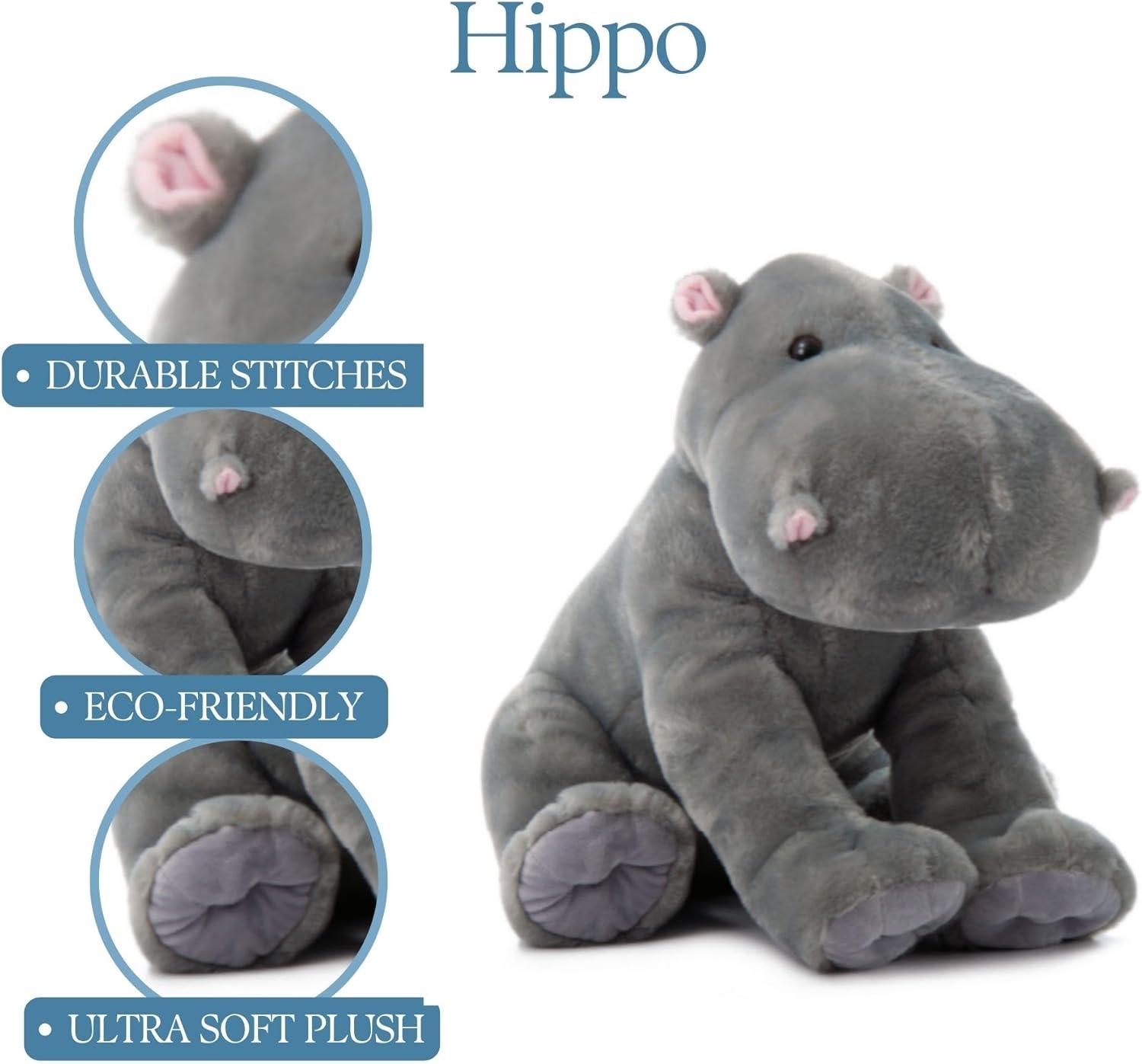 image:imageThe Petting Zoo Hippo Stuffed Animal Gifts for Kids Wild Onez Zoo Animals Jumbo Hippo Plush Toy 20 inches