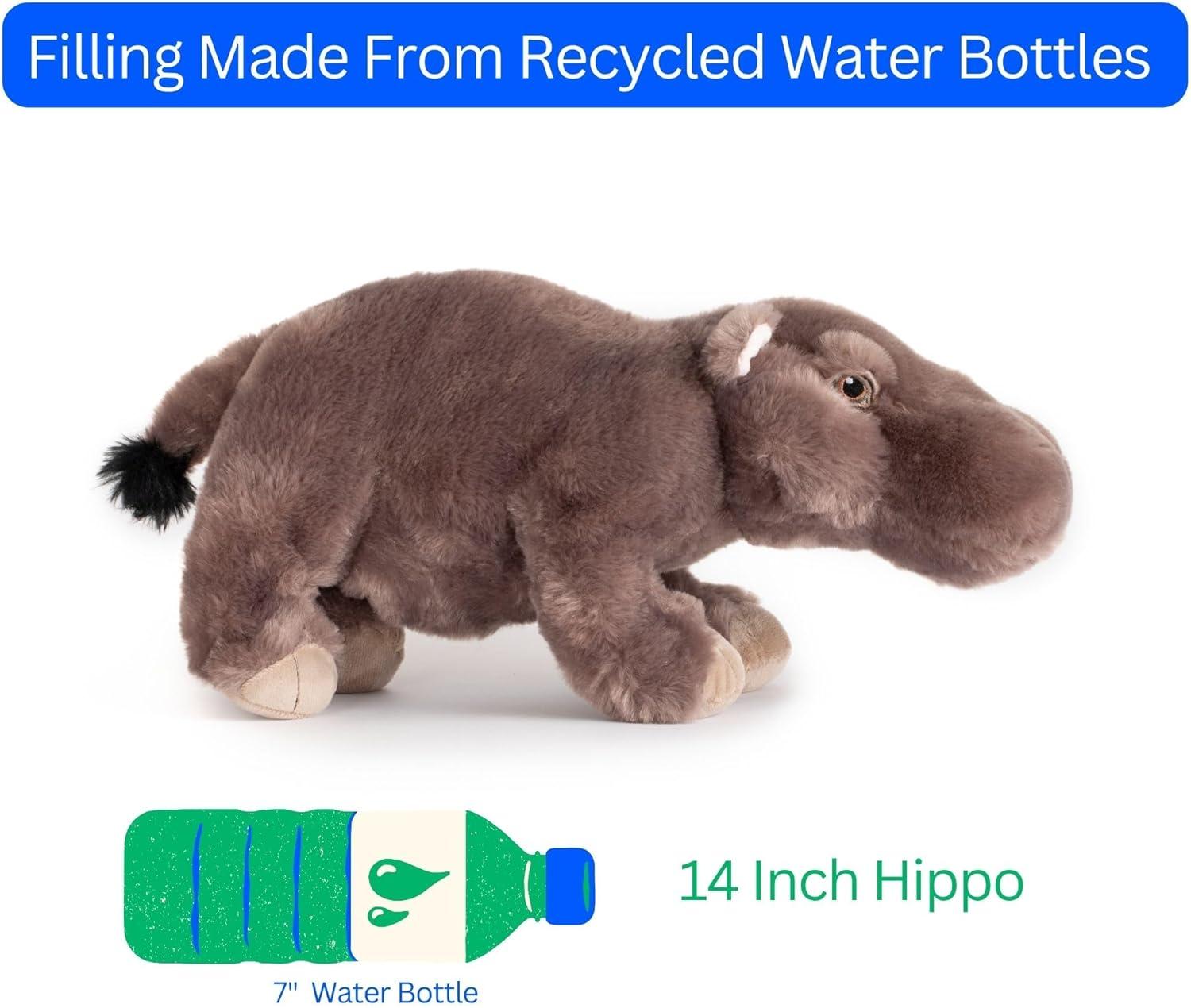 image:imageThe Petting Zoo Hippo Stuffed Animal Plushie Gifts for Kids Earth Keeperz Wildlife Animals Zoologee Grey Hippo Plush Toy 14 inches