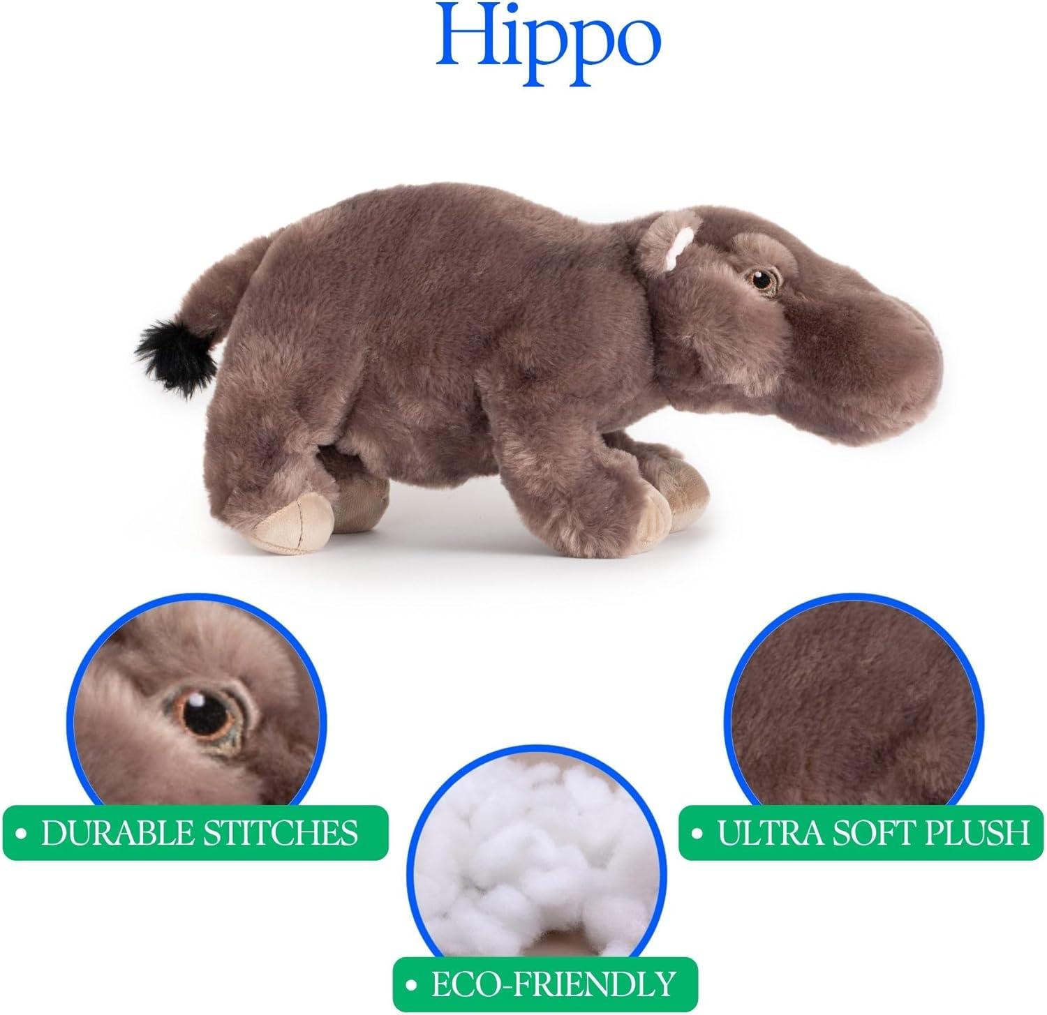image:imageThe Petting Zoo Hippo Stuffed Animal Plushie Gifts for Kids Earth Keeperz Wildlife Animals Zoologee Grey Hippo Plush Toy 14 inches