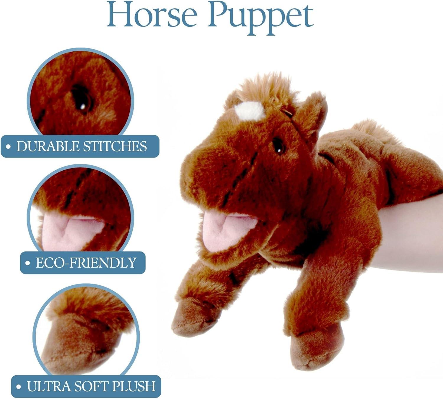 image:imageThe Petting Zoo Horse Stuffed Animal Plushie Gifts for Kids Puppetz Animals Brown Horse Plush Toy 15 Inches