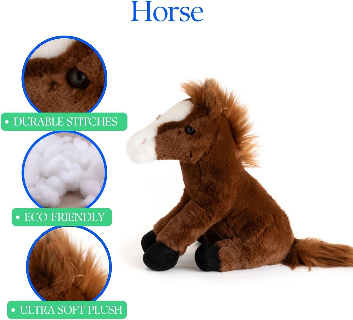 image:imageThe Petting Zoo Horse Stuffed Animal Plushie Gifts for Kids Wild Onez Farm Animals Horse Plush Toy 12 inches