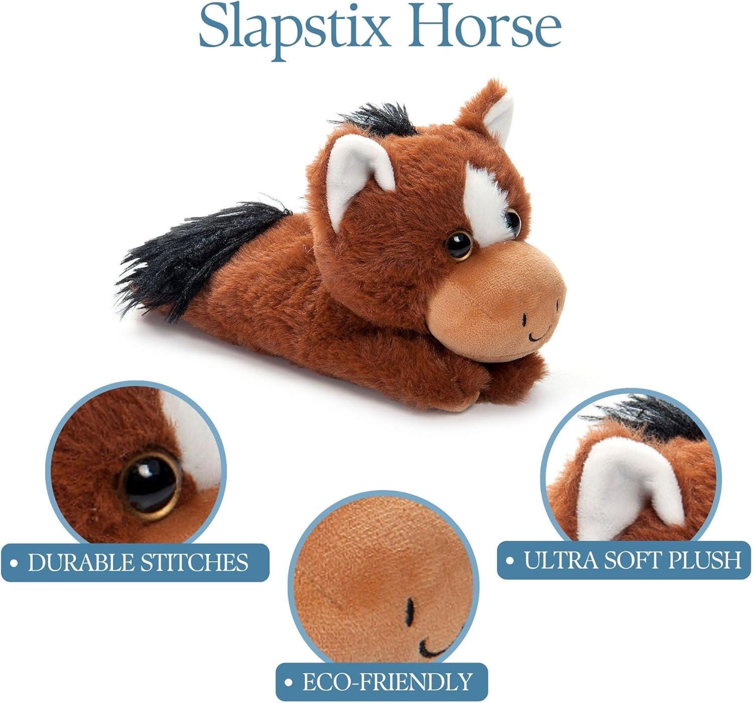 image:imageThe Petting Zoo Horse Stuffed Animal Plushie Slap Bracelet Gifts for Kids Slapstix Wildlife Animals Brown Horse Plush Toy 10 inches