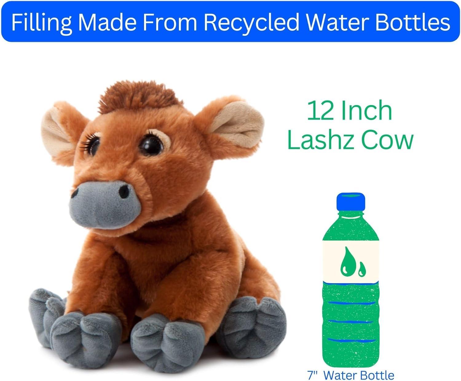 image:imageThe Petting Zoo Lashz Cow Stuffed Animal Gifts for Girls Brown Cow Plush Toy 12 inches