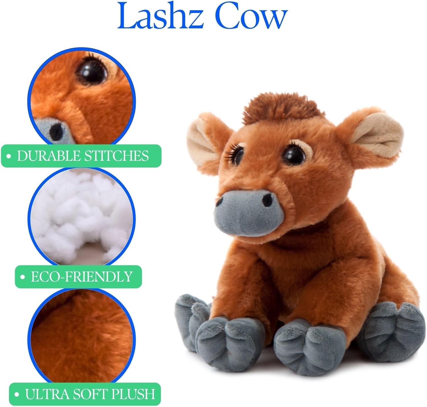 image:imageThe Petting Zoo Lashz Cow Stuffed Animal Gifts for Girls Brown Cow Plush Toy 12 inches